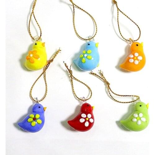 Hanging Figurines Mini Glass Bird Ornaments Japan Style Cute Animals Pendant Home Decor Charms Accessories Festival Party Gifts