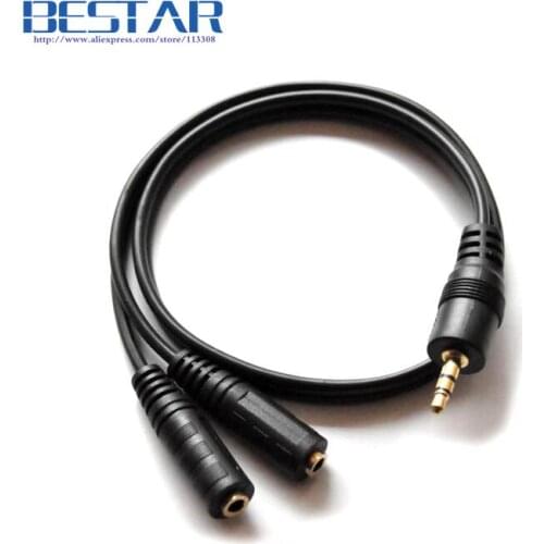 Jack 3.5mm Male To Double 3.5 mm Female Earphone Headphone Splitter Cable 1 in 2 out Earbud Headset Splitter Cable 50cm 0.5m