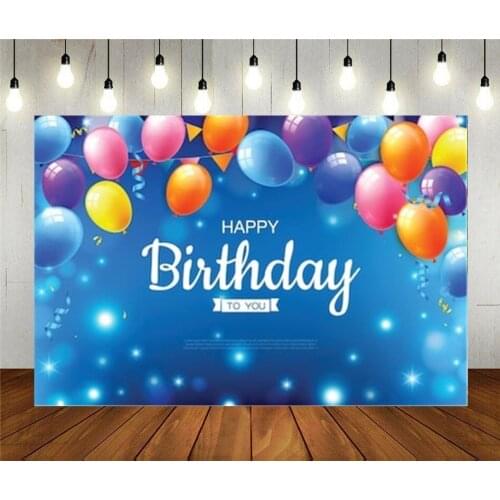 Photo Studio Props Photography Backdrop Happy Birthday Party Decoration Celebrate Balloons With Colorful Flags Vinyl Background