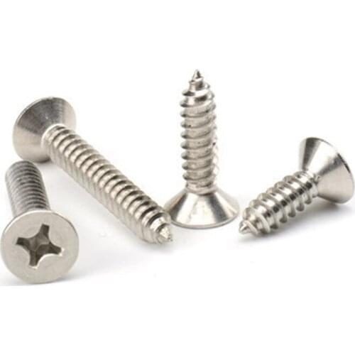 100pcs/Lot Flat Countersunk Head Phillips Self Tapping Screw Wood Screw Steel Nickel Plated M1 M1.2 M1.4 M1.7 M2