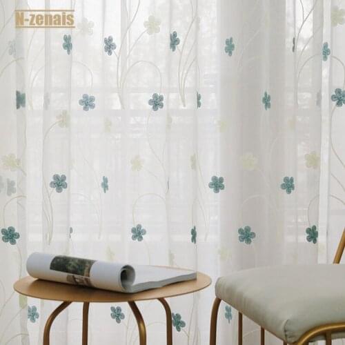 Pastoral Style Embroidered Screen Curtains for Bedroom and Living Room Left and Right Biparting Open Cortinas Para Dormitorio