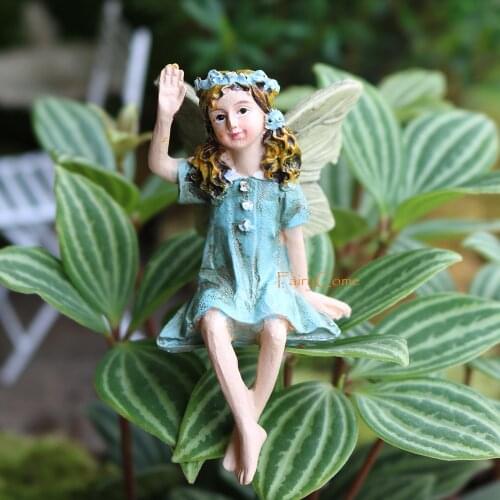 FairyCome Fairy Figurine Garden Miniature Hanging Legs Fairies Ornaments Resin Sitting Figures Statue Fairy Garden Accessories