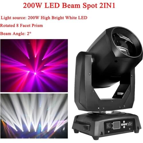 LED 200W Beam Spot 2IN1 Mobile Head Lamp LED Stage Effect Light DMX Controller Disco DJ Music Party Festival Club Lighting