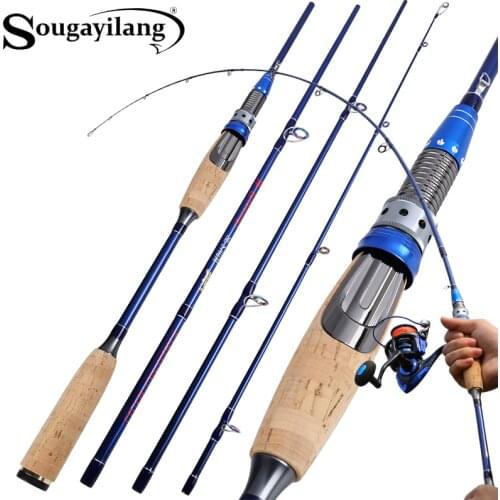 Sougayilang 4 Sections Lure Rod 2.1M 2.4M Carbon Rod Ultralight Weight Casting/Spinning Fishing Tackle Travel Rod Carp