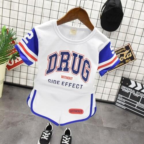 2020 New Summer Baby Boys Fashion Print Letter Suit Childrens Casual Sports Set Cotton Sets Childrens Clothing set 2-7 years