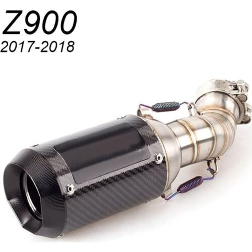 Motorcycle Exhaust Muffler with Middle Pipe for Z900 Exhaust Z900 Link Pipe Carbon Fiber Muffler Connector Fit for 51mm Muffler