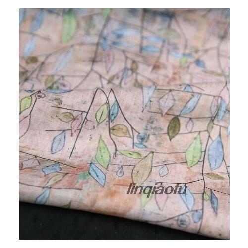 High-end clothing linen fabric Printed loose robe dress fabric ramie fabric