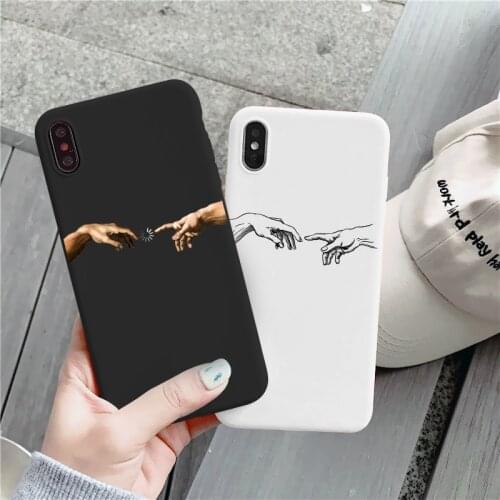 Funny Hand Creation of Adam Cell Phone Case for iPhone XS MAX XR 8 7 6 6S Plus X 12 11 pro max SE 2020 Art Fresco Michelangelo