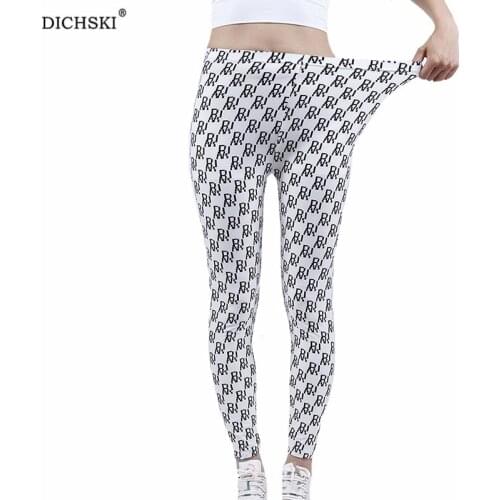 DICHSKI Womens Stretch Leggings Fitness Running Gym Sports Full Length Active Pants Workout White Character Printing Pattern