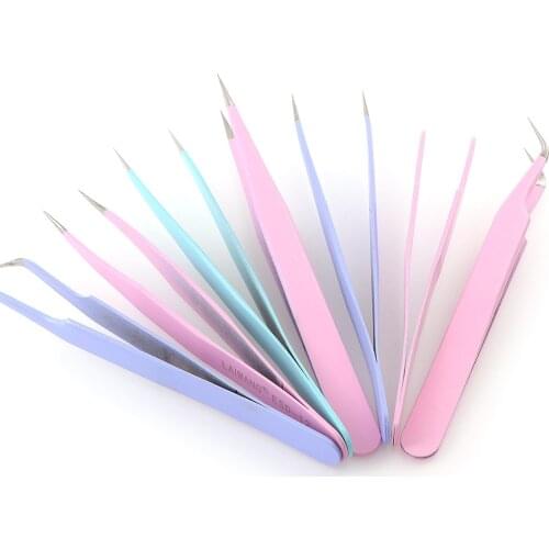 1pc Stainless Steel Eyebrow Tweezers Anti Static Eyelash Extension Tweezers Fake Eyelash Applicator Professional Makeup Tools