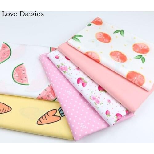 100% Cotton Twill Fruit Watermelon Carrot Lemon Strawberry Pineapple Dot Fabric for DIY Girl Bedding Cushion Apparel Dress Decor
