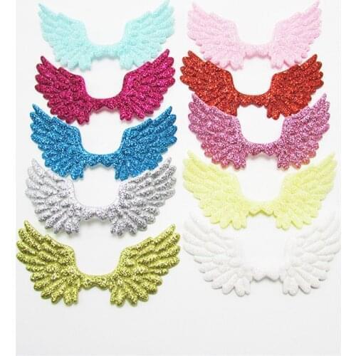 20Pcs 70*42mm Glitter Powders Angel Wing Appliques Colorful Cupid Wing Fairy Wing for DIY Clothes Hat Headwear Decor Patches S99