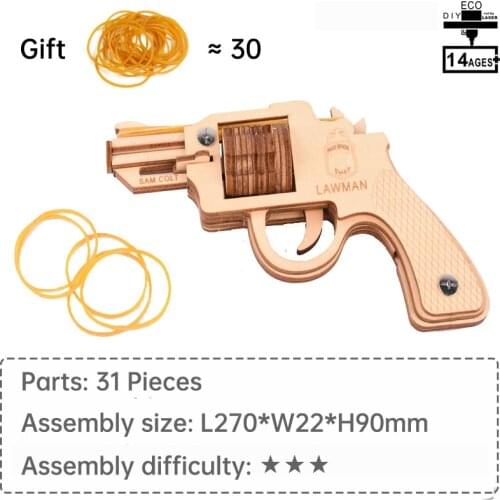 3D wooden rubber bands gun Assemble toy gun jigsaw puzzle wooden puzzle kids educational toys puzzle 1000 pieces wooden toys