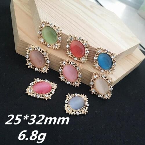 6pcs/lot Fashion Cat eye crystal Flower Pendants for Jewelry Making Bracelet earring Accessories Handmade DIY Craft Material
