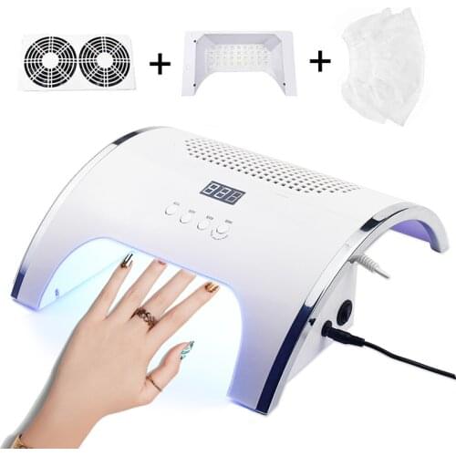72W 2 In 1 UV LED Nail Lamp Dryer Dust Collector Suction Manicure Vacuum Cleaner Nails Art Salon Tools Accessories Equipment