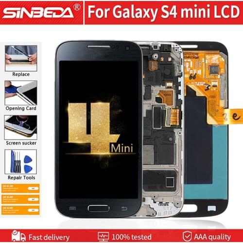 AMOLED 4.3" Original For SAMSUNG Galaxy S4 mini I9190 i9192 i9195 Display LCD Digitizer Touch Screen with Frame GT I9192 Display