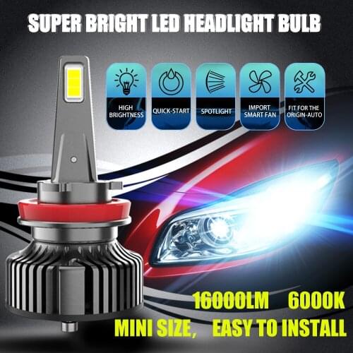 Volodina H7 LED Headlight No Error H4 H8 HB4 HB3 Car LED Light Bulbs 9005 9006 16000LM 60W 6000K White Headlamp Fog Lights 2pcs