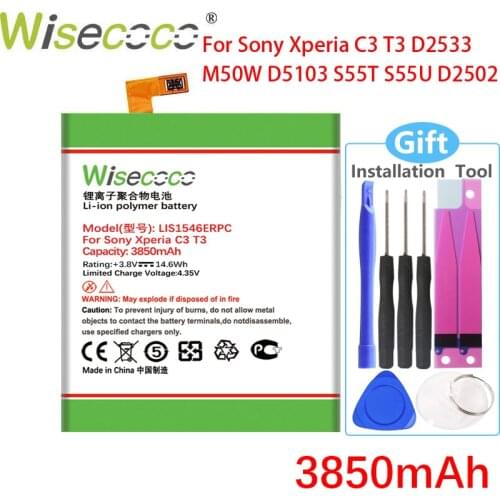 Wisecoco LIS1546ERPC 3850mAh NEW BATTERY For SONY Xperia C3 T3 S55T S55U D2502 D2533 M50W D5103 Phone Replace+Tracking Number