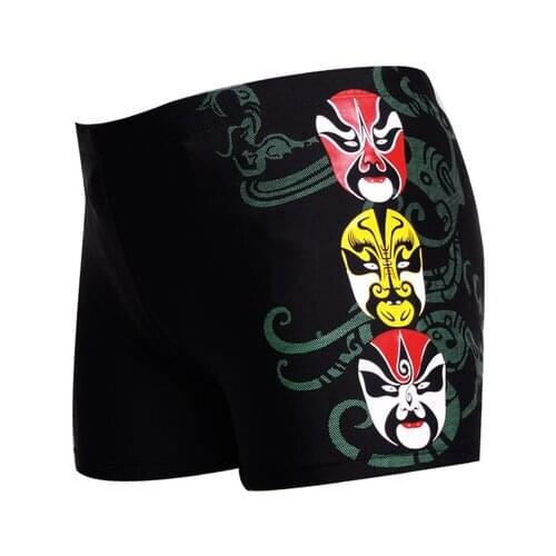 Free Shopping Men Trunks Swimsuit Chinese Opera Facial Makeup Briefs Men Sports Swimwear Mens Beachwear Popular Surf suit