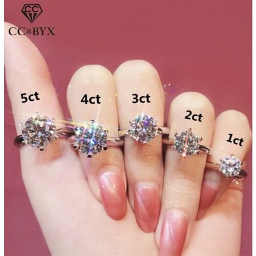 CC Rings For Women Classic Jewelry 6 Claws Cubic Zirconia Bridal Wedding Engagement Accessories Bijoux Drop Shipping CC1611