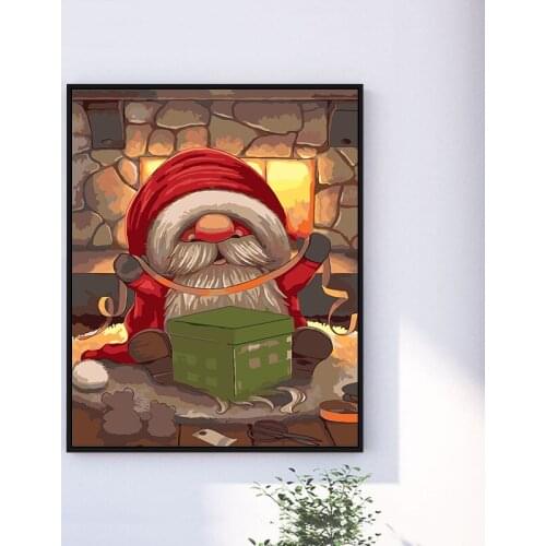 Dwarf Santa Claus Animal diy coloring digital oil painting holiday creative gift living room porch decoration painting