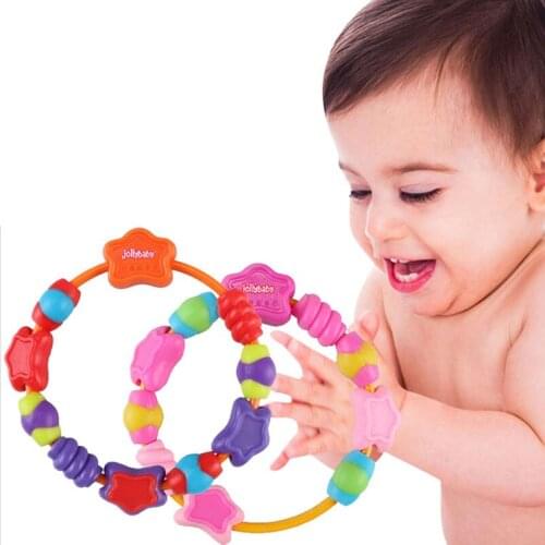 15cm Baby Beads Teether Ring Toy Infant Cute Colorful Safety ABS Plastic Teether Gum Toys For 0-3 Years Mobile Phone Straps