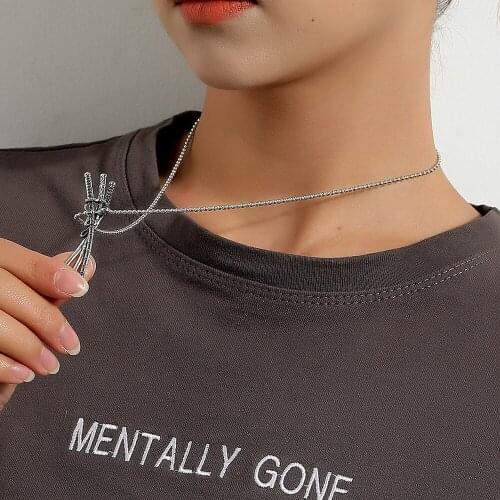 New Retro Katana Long Necklace Punk Simple Fashion Hip Hop Fashion Sweater Chain For Men For Women