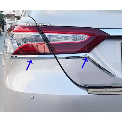 For Toyota Camry XV70 2017 2018 2019 2020 2021 Car Body Rear Back Fog Eyebrow Trim Light Lamp Frame Stick ABS Chrome Cover 2pcs