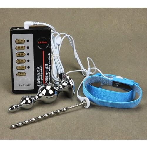 Electrico shock physiotherapy sex toys stainless steel urethral sound alloy anal plug penis ring electro shock therapy sex toys