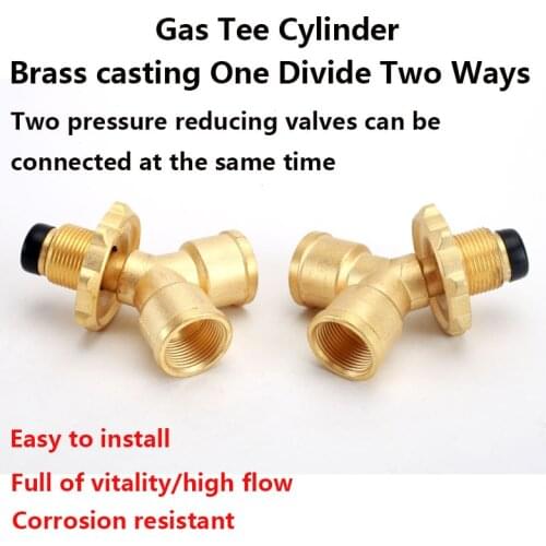 Gas tank three-way valve one branch two way liquefied gas stove gas bottle connection port switch valve shunt connector