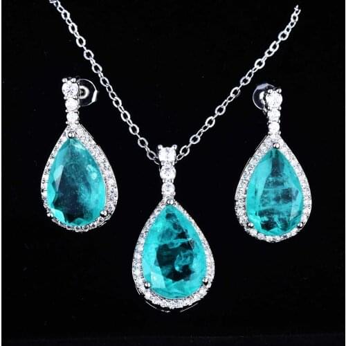 QTT Exquisite Jewelry Sets For Women S925 Sterling Silver Luxury Necklaces Pendants Water Drop Earrings Bridal Accessories