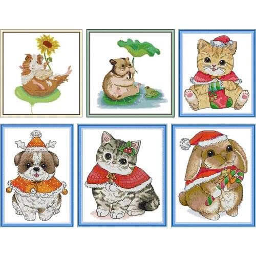 Joy Sunday Dog In Cloak Counted Cross Stitch Kit 14ct Printed Canvas Cat In Cloak Patterns Cross Embroidery Kits Needlework Sets