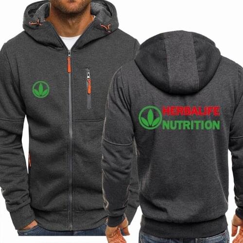 NEW Spring Autumn Man Herbalife Nutriton Logo Jacket Casual Hip Hop Harajuku Long Sleeve Hooded Sweatshirts Zipper Hoodies Hoody