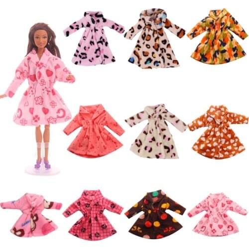 11 Set Fashion Accessories Doll Beautiful Long Sleeve Soft Fur Coat Suitable For Winter For Babies Dolls Girls Toy Gift