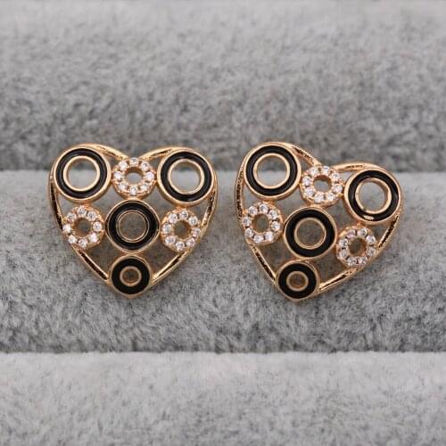 Trendy White Zirconia Black Stud Earrings Gold Plated Copper Earring For Women Fashion Jewelry Accessories Wedding Gift