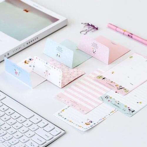 1 Set=4 Papers +2 Envelopes Cute Kawaii Rabbit Penguin Flower Paper Letter Stationery Set Writing Greeting Birthday Message