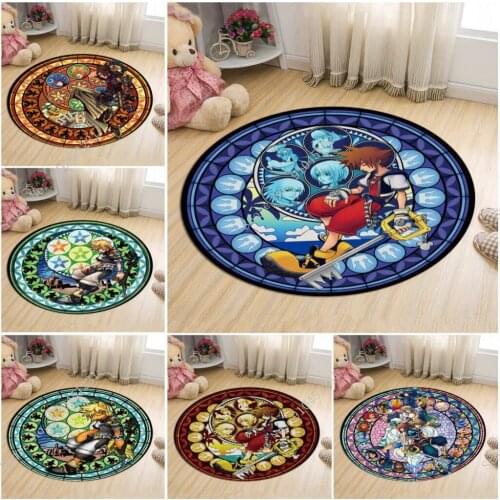 Kids Room Cartoon Floor Carpet Heart Of The Kingdom Glass Carpet Floor Room Door Anti-skid Mat Round Soft Computeer Chair Rug