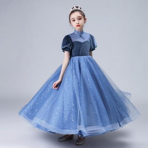 Carnival Elegant Formal Dress Flower Girls Wedding Evening Clothes Velvet Kids Dresses for Girls Clothing Party Long Gown