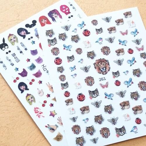 Newest U+261 424 nail sticker art 3D back adhesive nail decals stamping Japan Harajuku DIY decarations for nail accessory