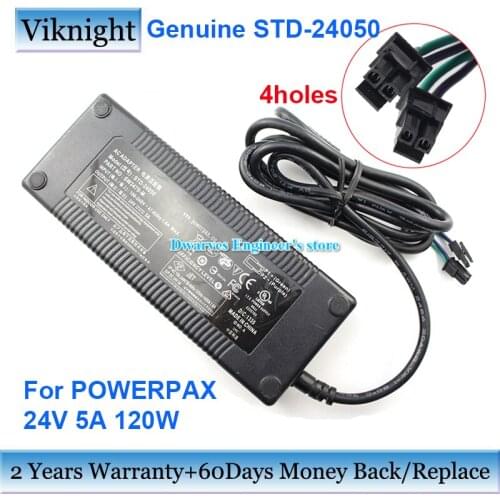 Genuine STD-24050 24V 5A 120W AC Adapter Charger For POWERPAX Power Supply 4holes