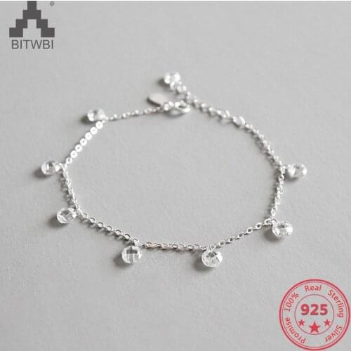 Authentic 925 Sterling Silver Jewelry Contracted Zircon Charm Bracelets for Women