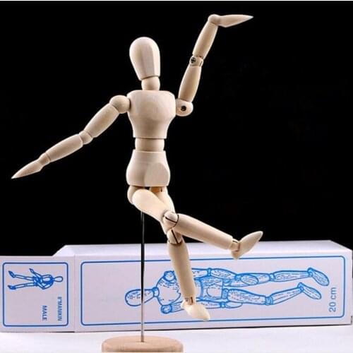 Movable joint wooden model Creative wood carving dolls Home decor Home Artwork Creative Gifts