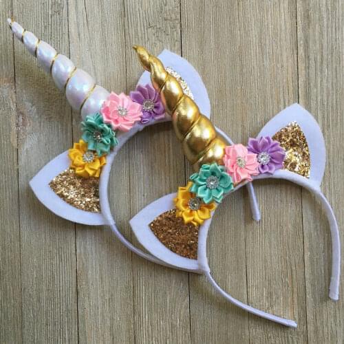 Girls flower cat ears cute unicorn headbands Children Head accessories party hair accessories headbands hair hair accessories
