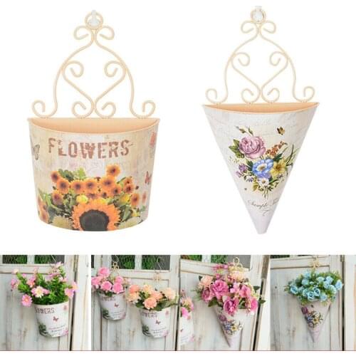 Romantic Plastic Wall Hanging Planter Plant Flower Pot Trough Garden Fence Balcony Railing Flower Basket Garden Decoration