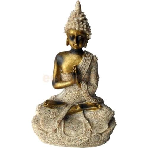 Hand Carved Meditation Buddha Seated Deity Luck Wealth Hindu Statue Decor #2