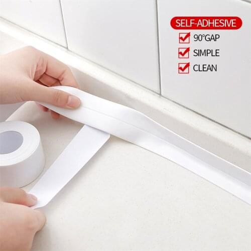 DIY Kitchen Self adhesive Sticker Borders Tape Waterproof White Mildewproof Stickers Sealant Tapes Mildew resistant Sticker Tape