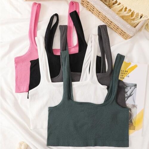 Chic Crop Top Women Sexy Camisole Female Vest Sexy Lingerie Streetwear Square Collar Summer Camis Seamless Tank Top Underwear