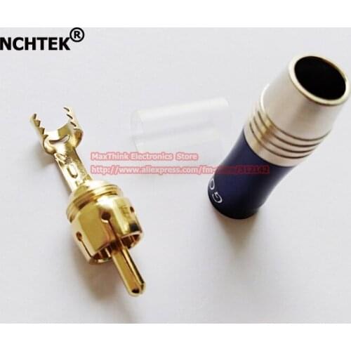 NCHTEK Blue RCA Male plug with Aluminum Housing And Copper Plug, Gold Plated RCA male Connector/Free shipping/5PCS