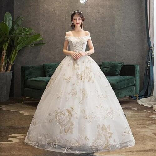 Wedding Dress New The Brdial Elegnat Boat Neck Ball Gown Off The Shoulder Princess Luxury Bling Bling Wedding Dresses