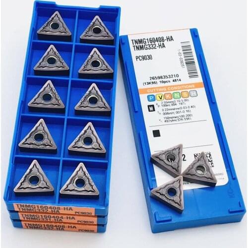10 pieces of carbide turning inserts TNMG160408 HA PC9030 external turning tools for stainless steel CNC lathe tools TNMG160408